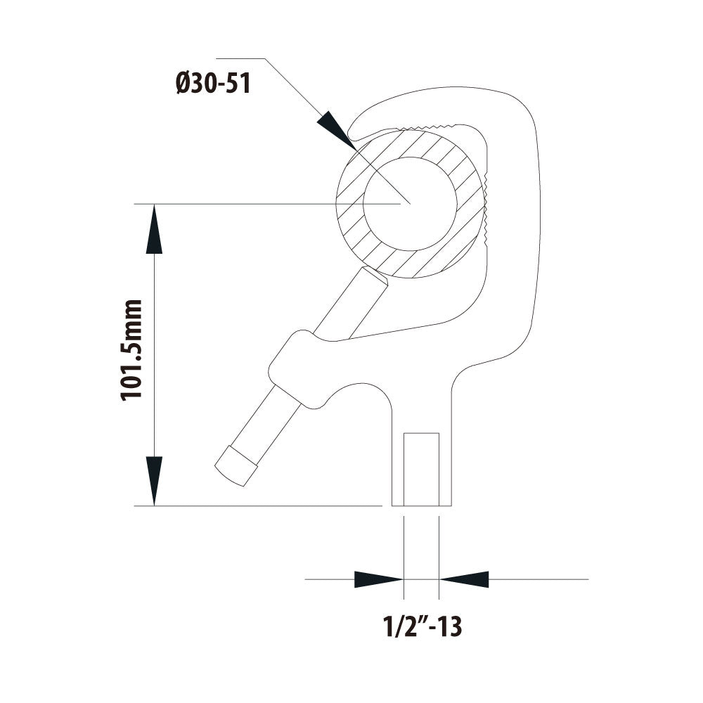C-08B - Aluminum Extrusion Clamp dimension drawing