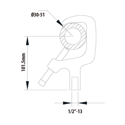 C-08 - Aluminum Extrusion Clamp dimension drawing