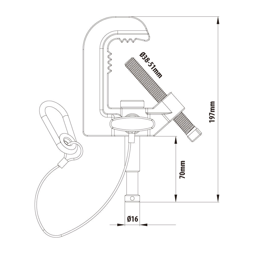 C-16 - Baby Pipe Clamp dimension drawing