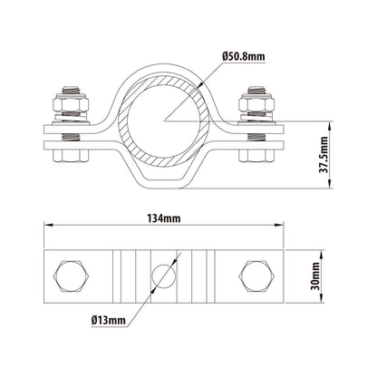 C-18 - KUPO Tube Suspension Clamp, Silver, 2" Tube
