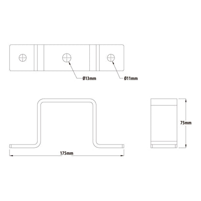 C-19 - Ceiling Saddle Bracket dimension drawing
