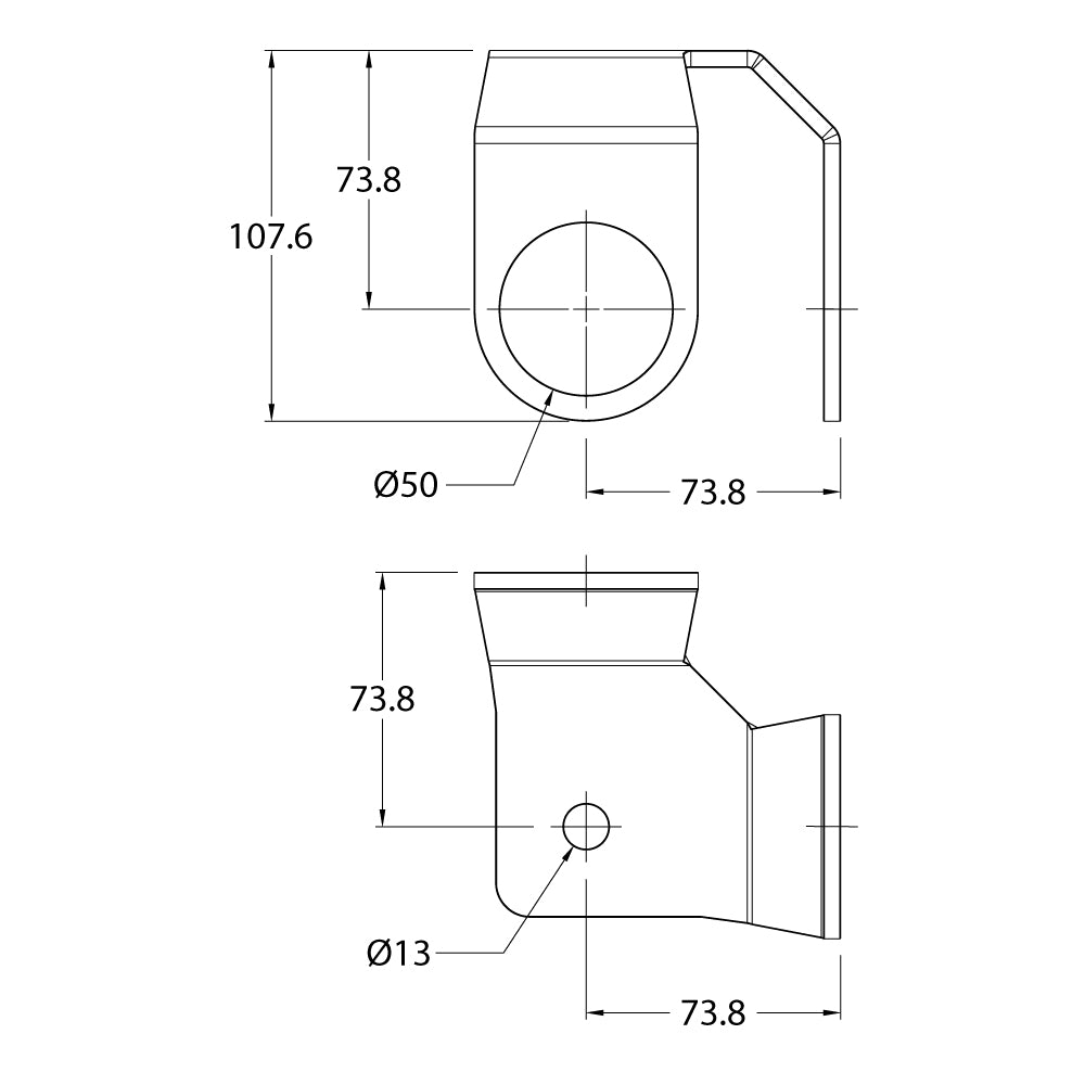 C-21 - Pipe Corner Hanger dimension drawing