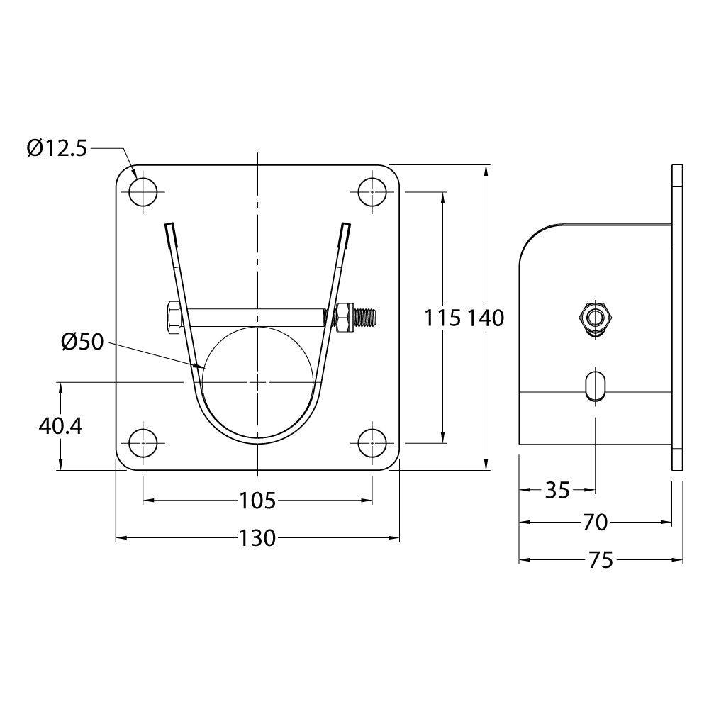 C-22 - Pipe Wall Hanger dimension drawing