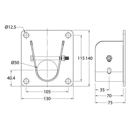 C-22 - Pipe Wall Hanger dimension drawing