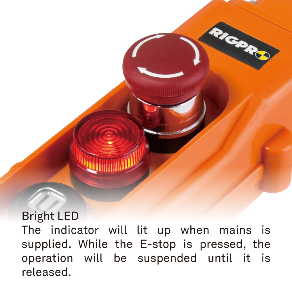 CHC-11-3PL - 1-Channel Direct Voltage Control Station LED indicator and emergency stop detail