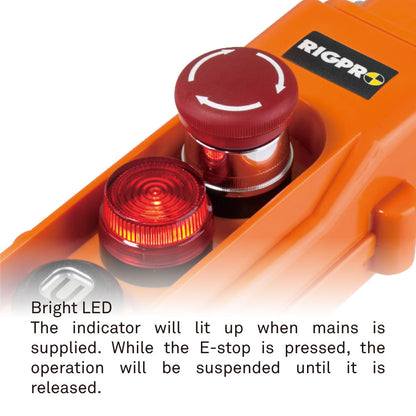 CHC-12-3PL - 2-Channel Direct Voltage Control Station LED indicator and emergency stop detail