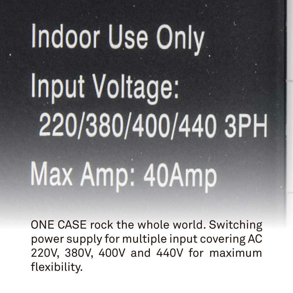 CHC-18-3P - 8-Channel Chain Hoist Controller input voltage label detail