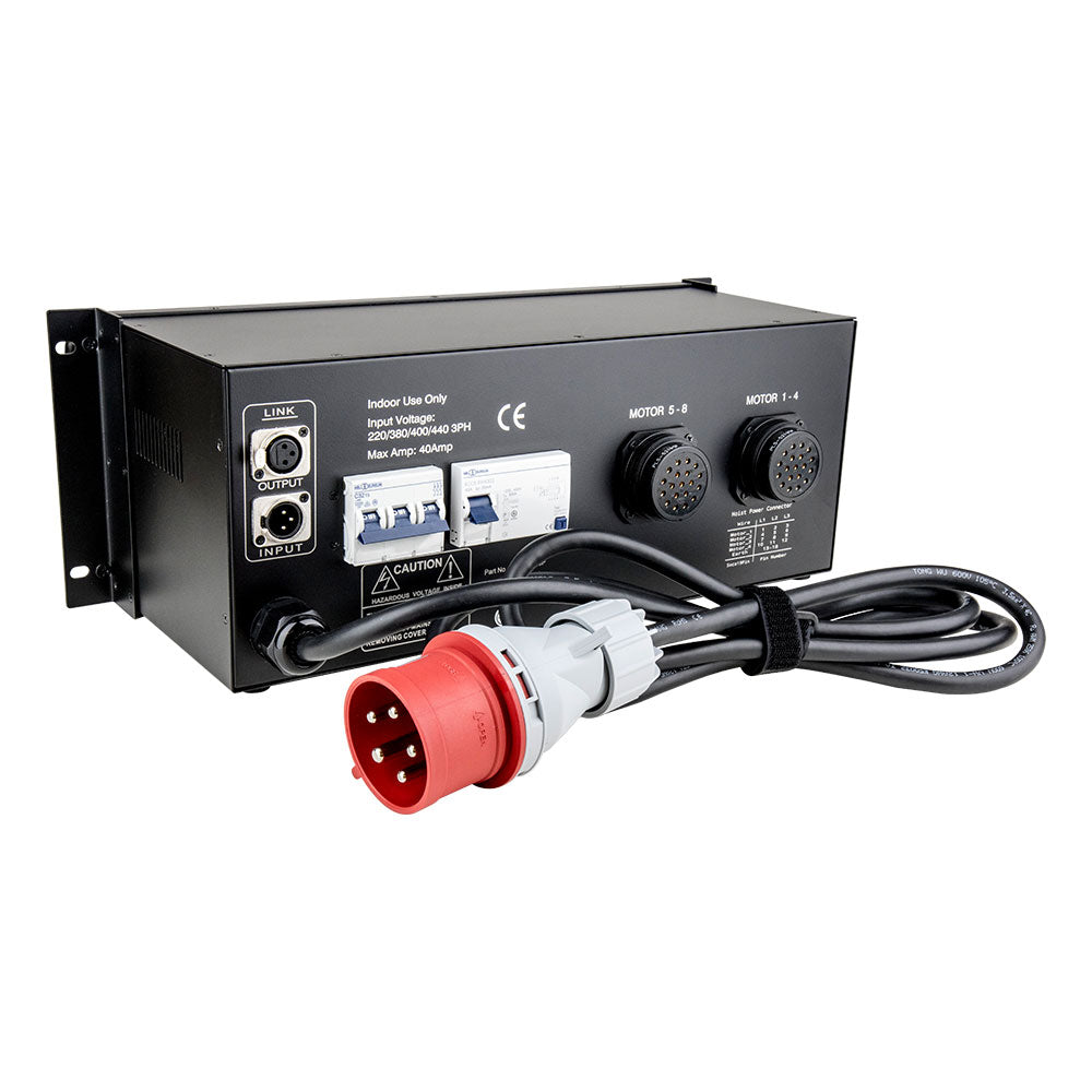 CHC-18R-3P - 8-Channel Rack-Type Chain Hoist Controller rear panel with power connector