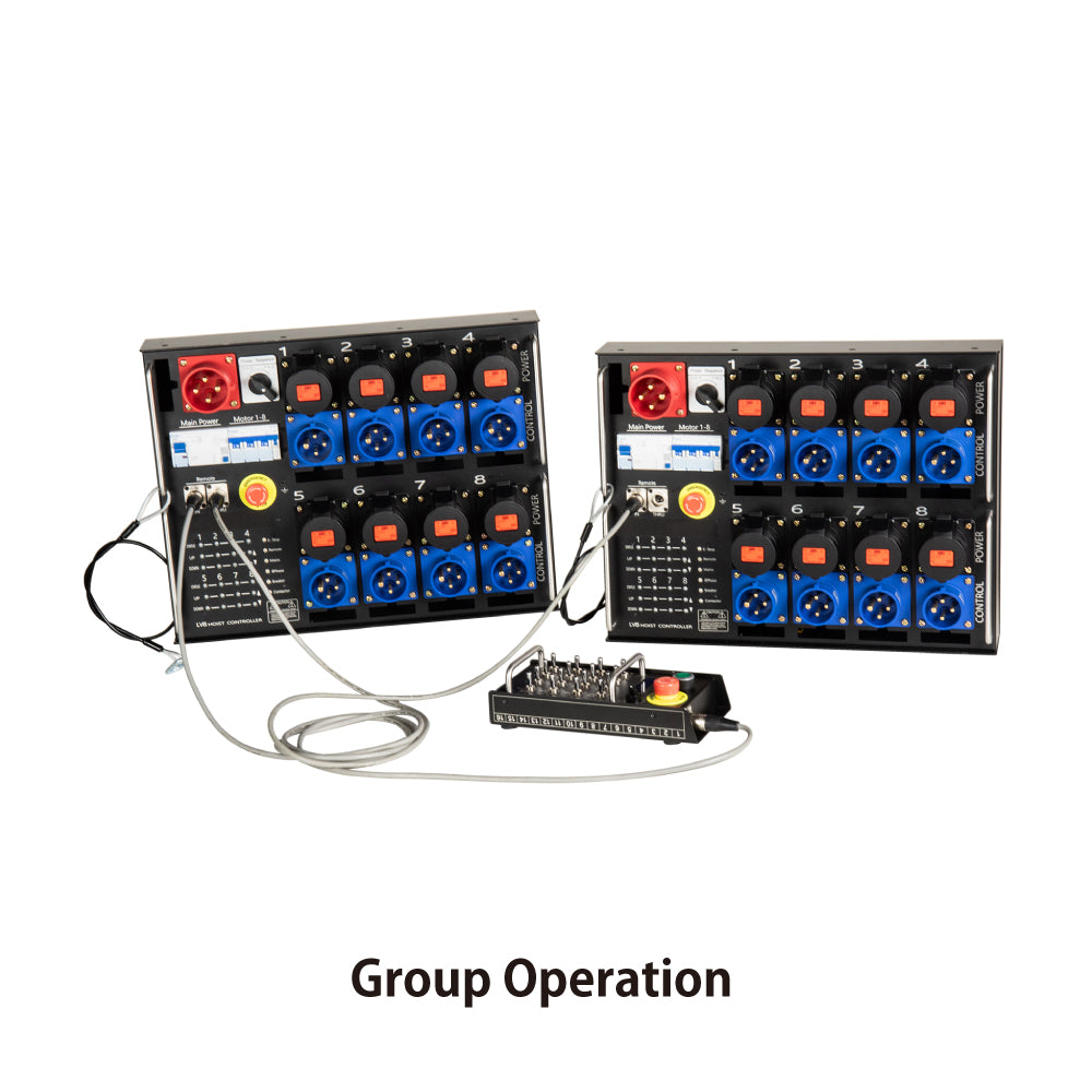 CHC-18RLVC - 8-Channel Digital Low Voltage Chain Hoist Controller group operation setup
