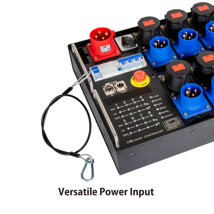 CHC-18RLVC - 8-Channel Digital Low Voltage Chain Hoist Controller versatile power input view