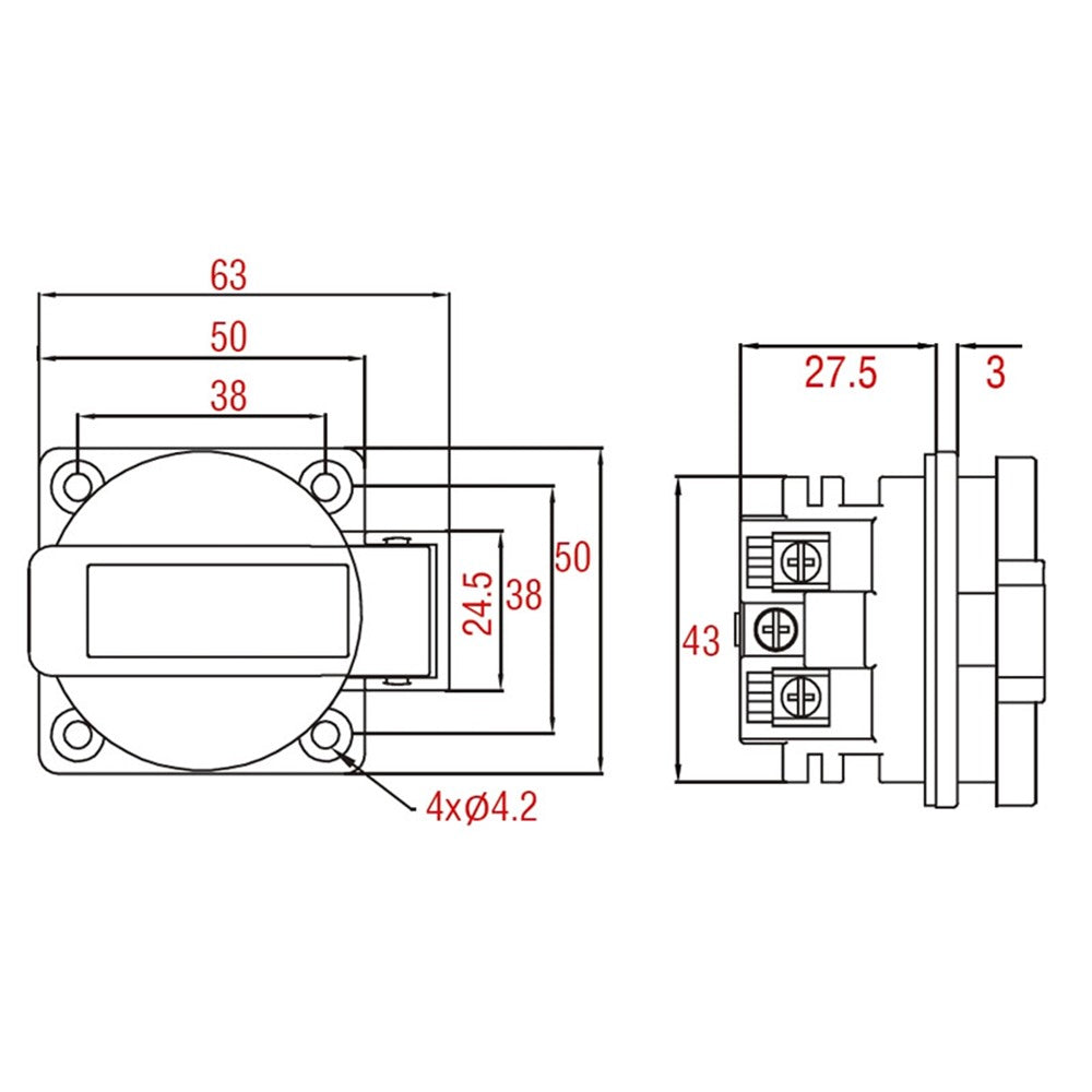 CZ03 - Schuko Panel Socket dimension drawing