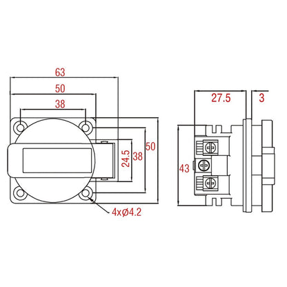 CZ03 - Schuko Panel Socket dimension drawing