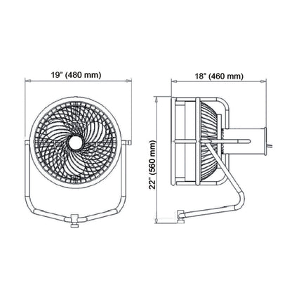DF-502-EU - Digi-Fan II dimension drawing