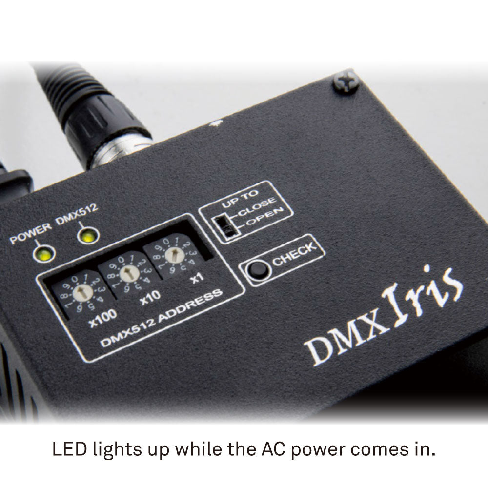 DMX-IRIS - DMX-Controlled 18-Leaf Iris LED status indicator detail
