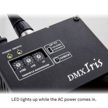 DMX-IRIS - DMX-Controlled 18-Leaf Iris LED status indicator detail
