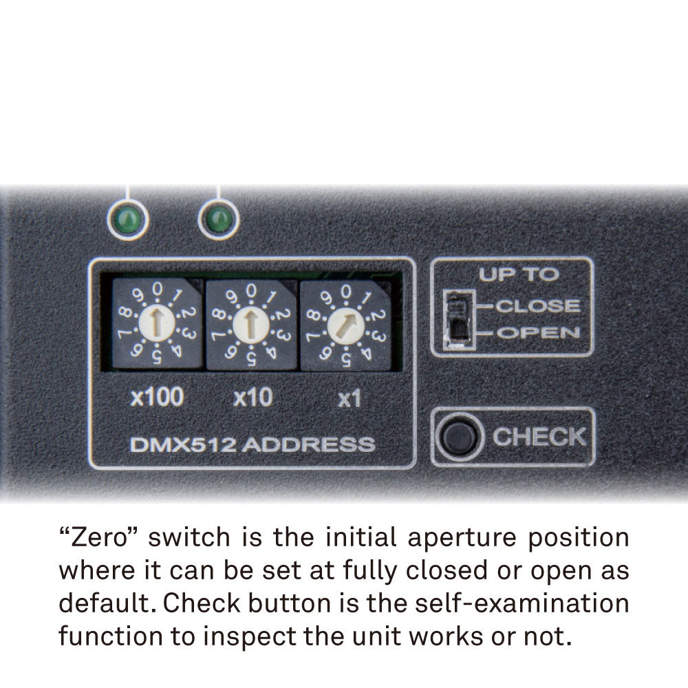 DMX-IRIS - DMX-Controlled 18-Leaf Iris DMX control panel detail