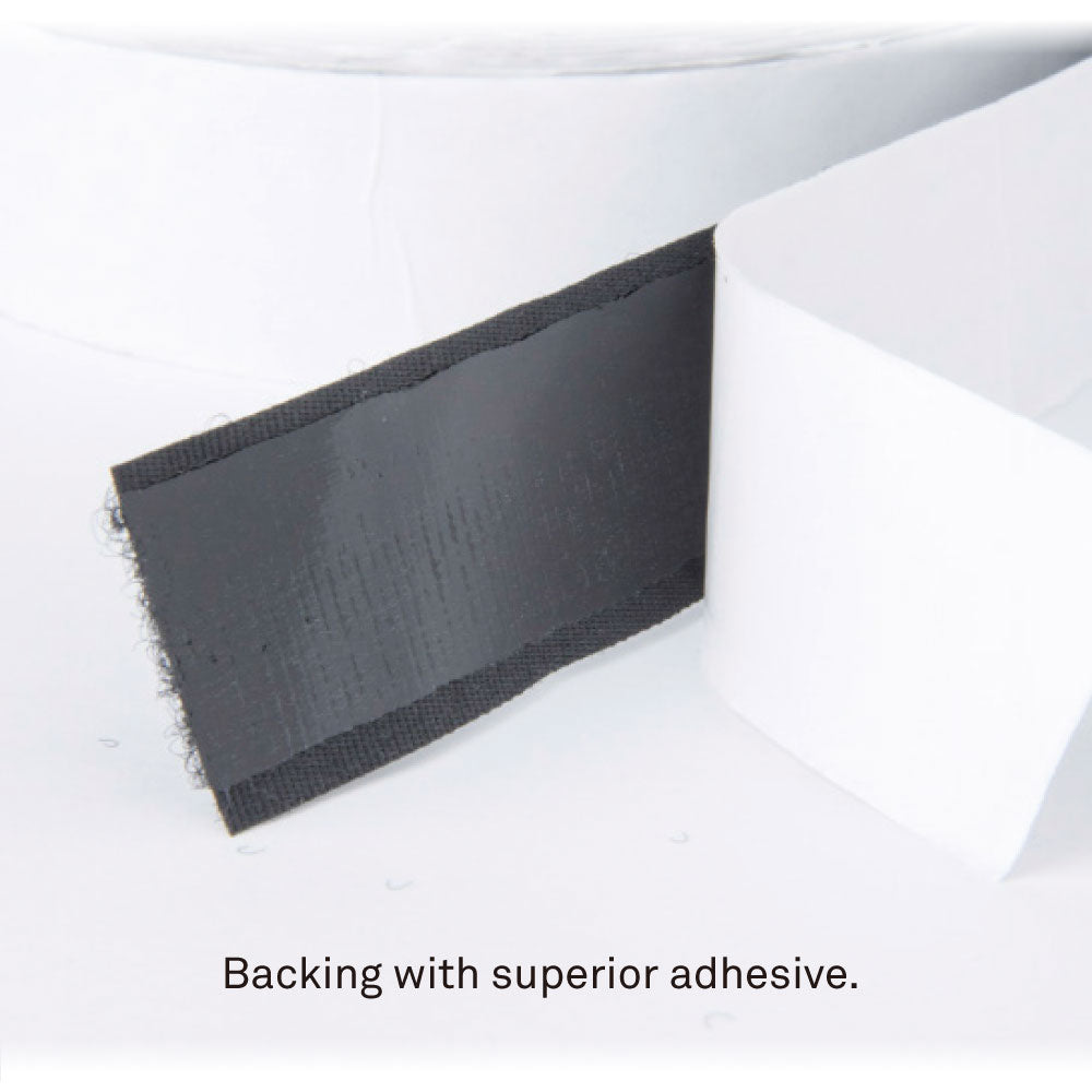 EZ2500-B - Adhesive Hook & Loop Tape, Black adhesive backing close-up