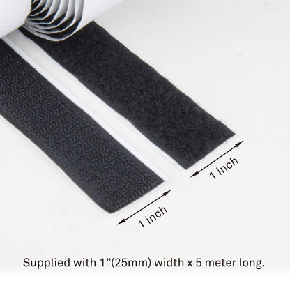 EZ2500-B - Adhesive Hook & Loop Tape, Black width and roll length detail