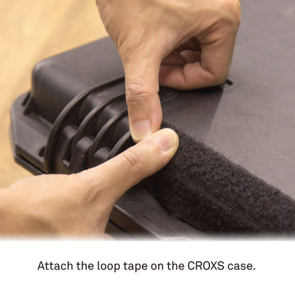 EZ2500-B - Adhesive Hook & Loop Tape, Black attaching loop tape to a CROXS case