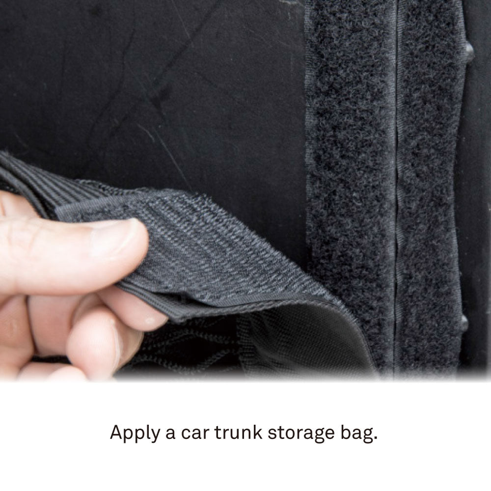 EZ2500-B - Adhesive Hook & Loop Tape, Black car trunk storage bag application