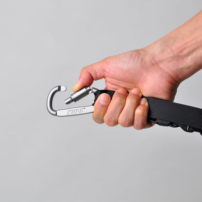 GT-2540BK - Gaffer Tape Holder Strap with Spring Hook, Black spring hook held in hand