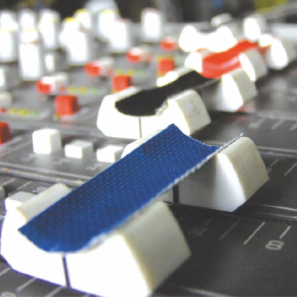 GT-515B - Gaffa Tape, Black marking an audio console fader