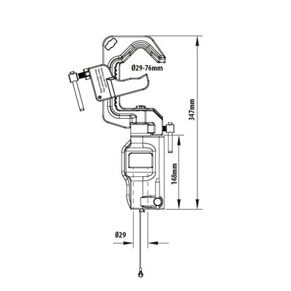 KCP-150 - Swiveling Pipe C Clamp dimension diagram