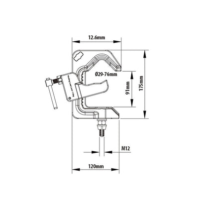KCP-151 - Ratcheting Jaw C Clamp dimension diagram