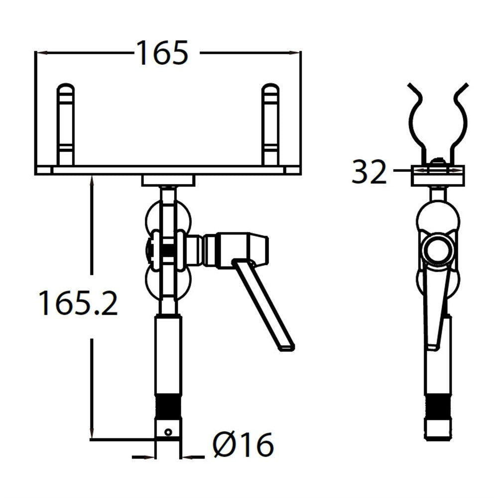 KCP-413 - Kino Single T12 Lamp Holder dimension diagram