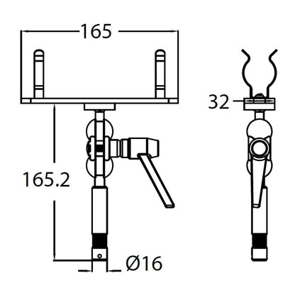 KCP-413 - Kino Single T12 Lamp Holder dimension diagram