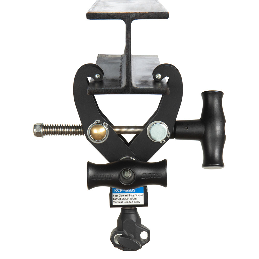 KCP-465BS - Fast Claw Clamp with Baby Socket I-beam front view