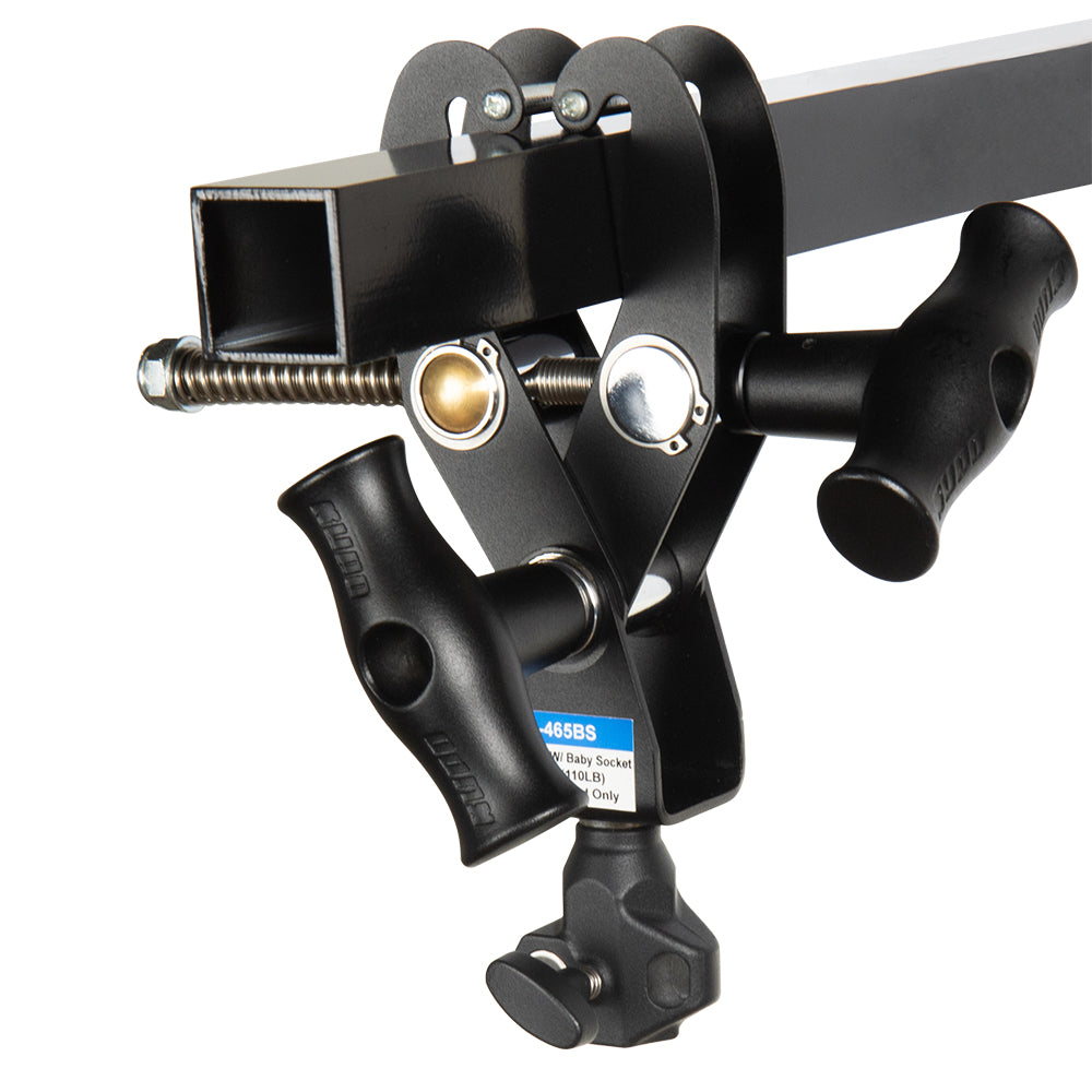 KCP-465BS - Fast Claw Clamp with Baby Socket square tube mounted view