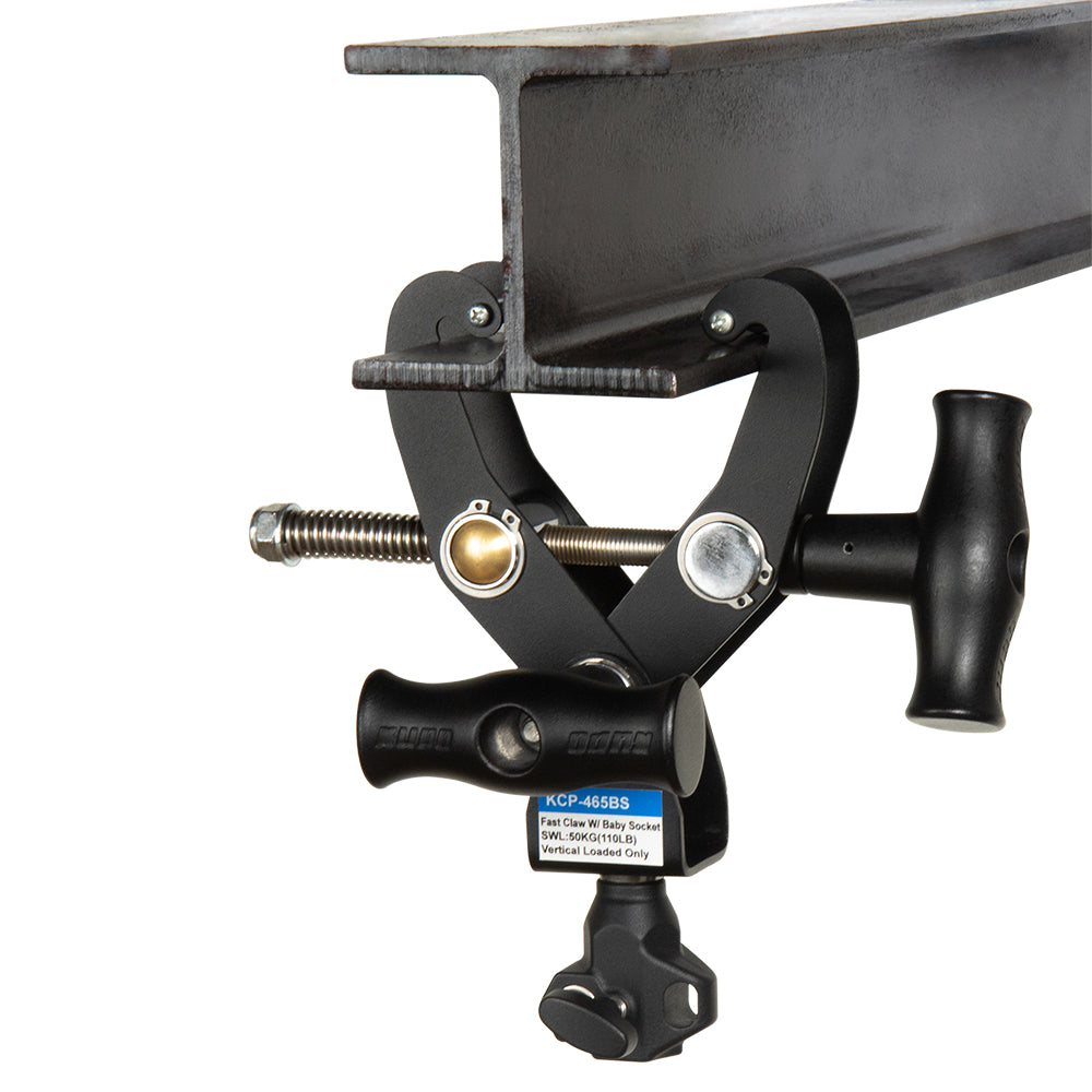 KCP-465BS - Fast Claw Clamp with Baby Socket I-beam mounted view