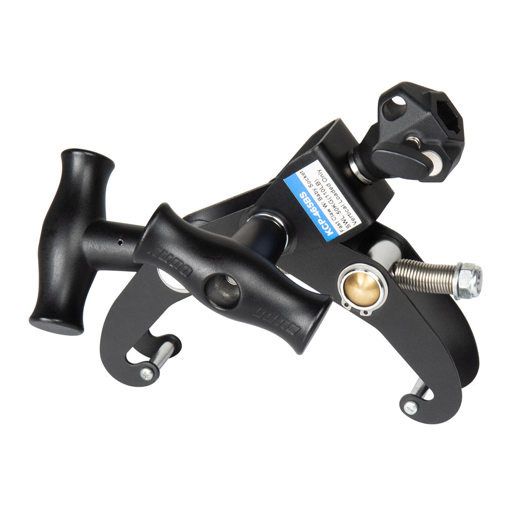KCP-465BS - Fast Claw Clamp with Baby Socket open jaw angled view