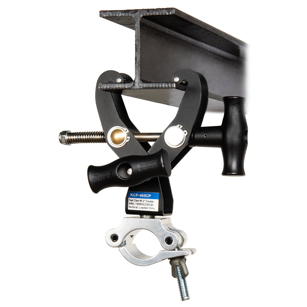 KCP-465CP - Fast Claw Clamp with 2 inch Coupler I-beam mounted view