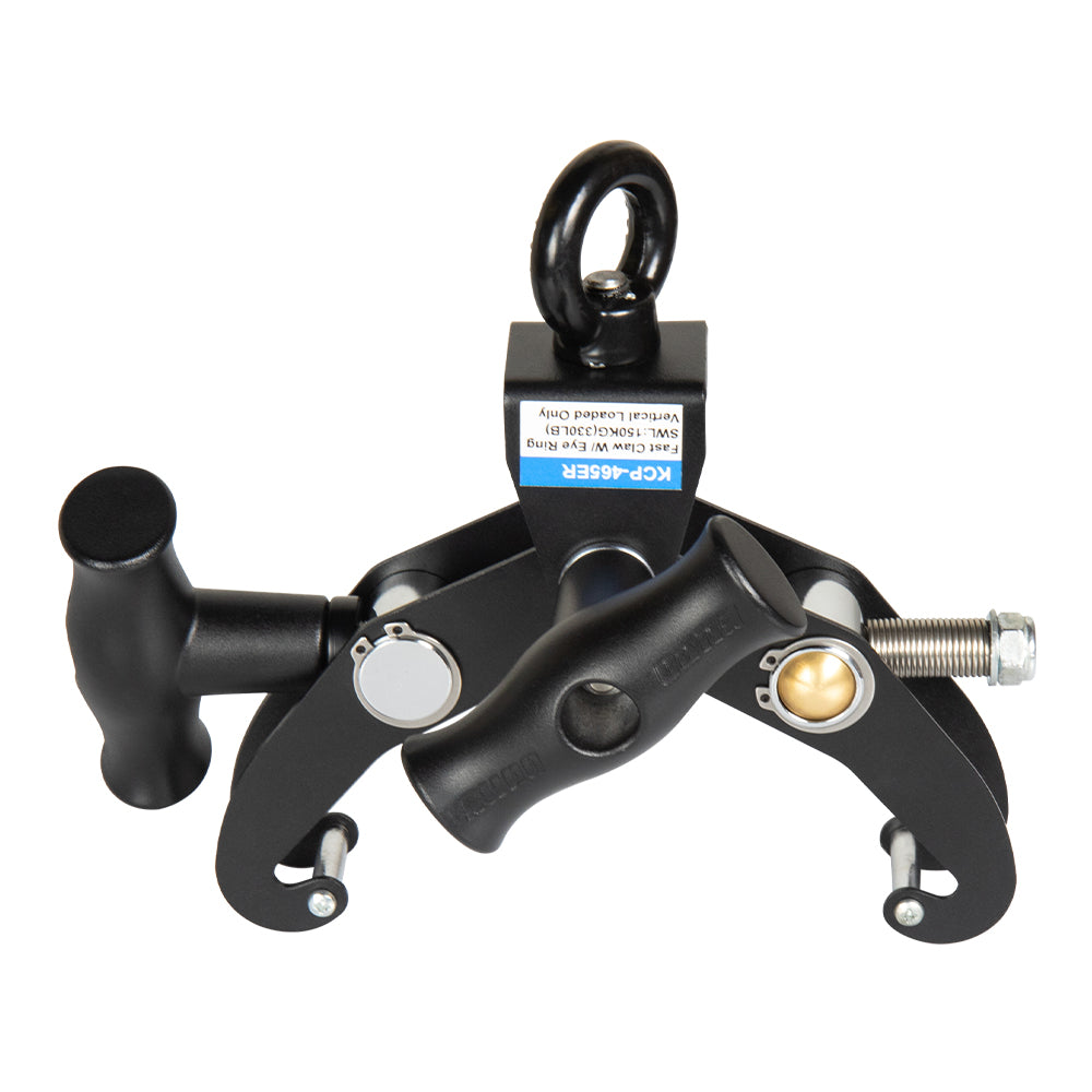 KCP-465ER - Fast Claw Clamp with M12 Eye Ring Opening front view with eye ring