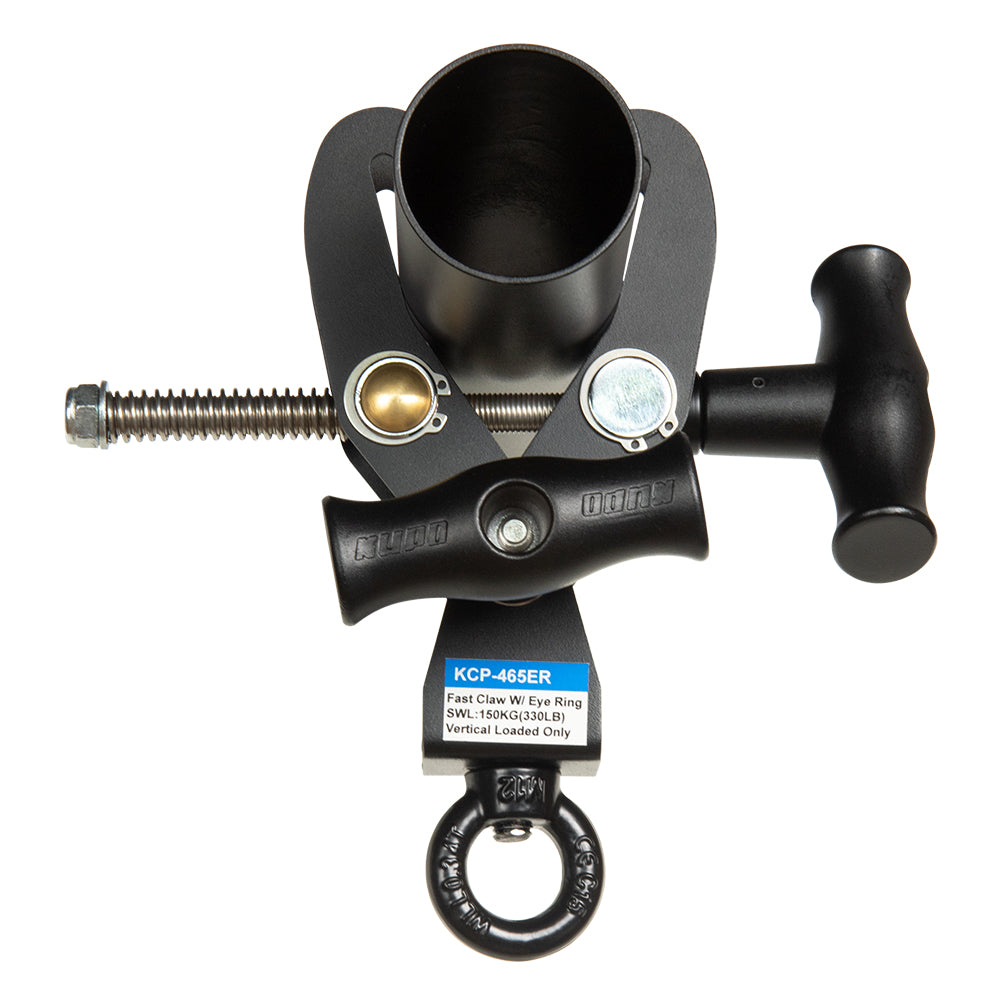 KCP-465ER - Fast Claw Clamp with M12 Eye Ring Opening round tube mounted view