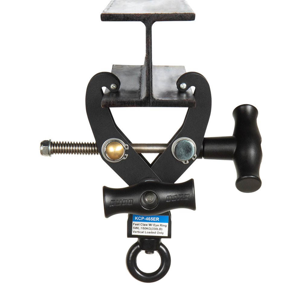 KCP-465ER - Fast Claw Clamp with M12 Eye Ring Opening I-beam front view