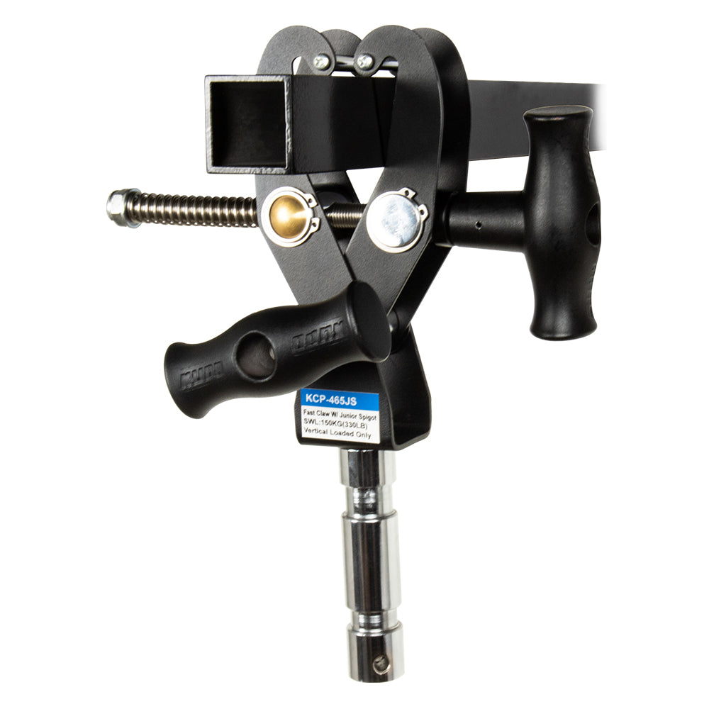 KCP-465JS - Fast Claw Clamp with Junior Spigot square tube mounted view