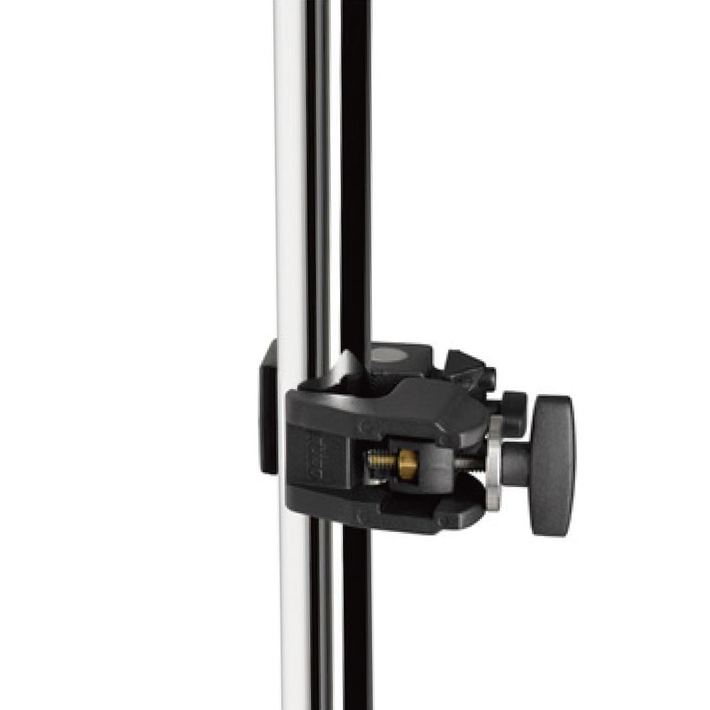 KCP-700B - Super Convi Clamp, Black mounted on round stand