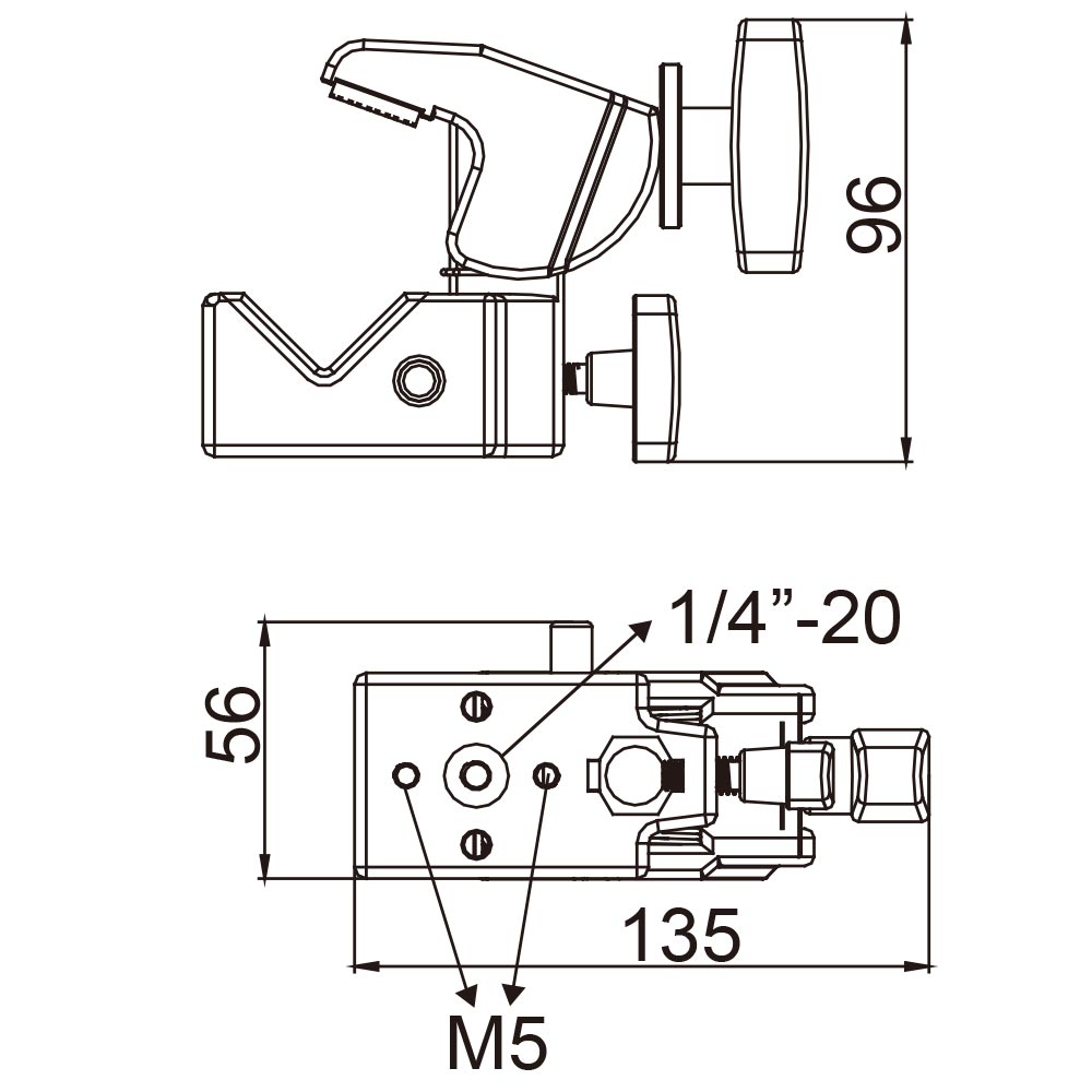 KCP-700 - Super Convi Clamp, Silver dimension diagram