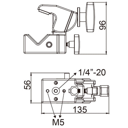KCP-700 - Super Convi Clamp, Silver dimension diagram