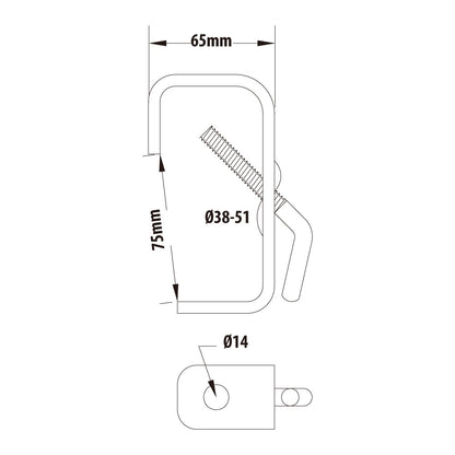 KCP-702 - Stage Clamp with 14 mm Hole dimension diagram