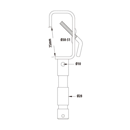 KCP-704 - Stage Clamp with 28 mm Stud dimension diagram
