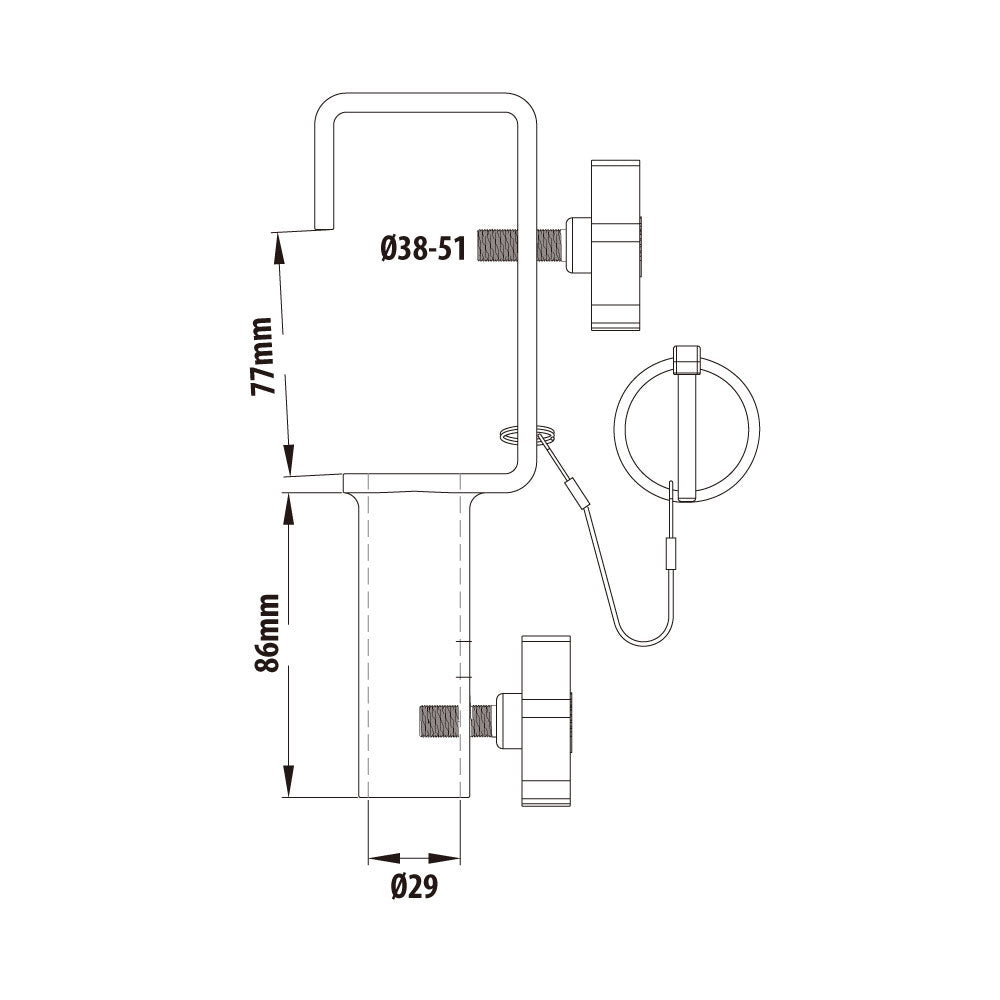 KCP-705 - Stage Clamp with 28 mm Socket dimension diagram