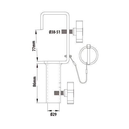 KCP-705 - Stage Clamp with 28 mm Socket dimension diagram