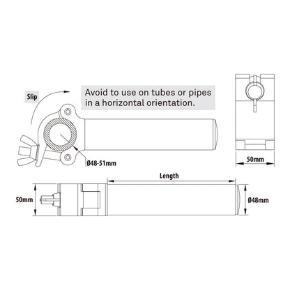 KCP-803 - Arm Coupler, Polished dimension and slip warning diagram