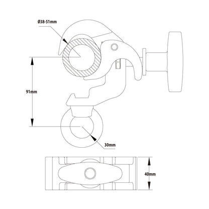 KCP-813 - Arch Eye Ring Opening Coupler, Polished dimension diagram