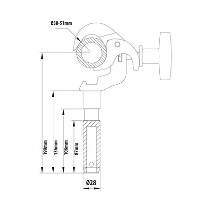 KCP-814 - Arch Spigot Coupler dimension diagram