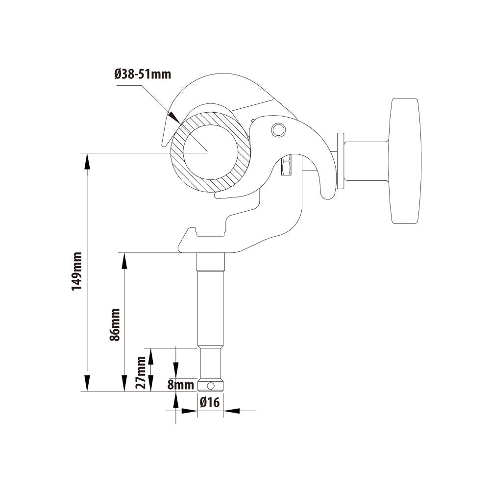 KCP-816 - Arch Stud Coupler dimension diagram